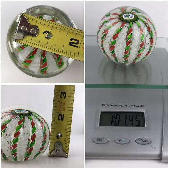 Perthshire 1985 Christmas Crown Shepherd and Sheep Latticinio Twist Paperweight - Picture 10 of 14